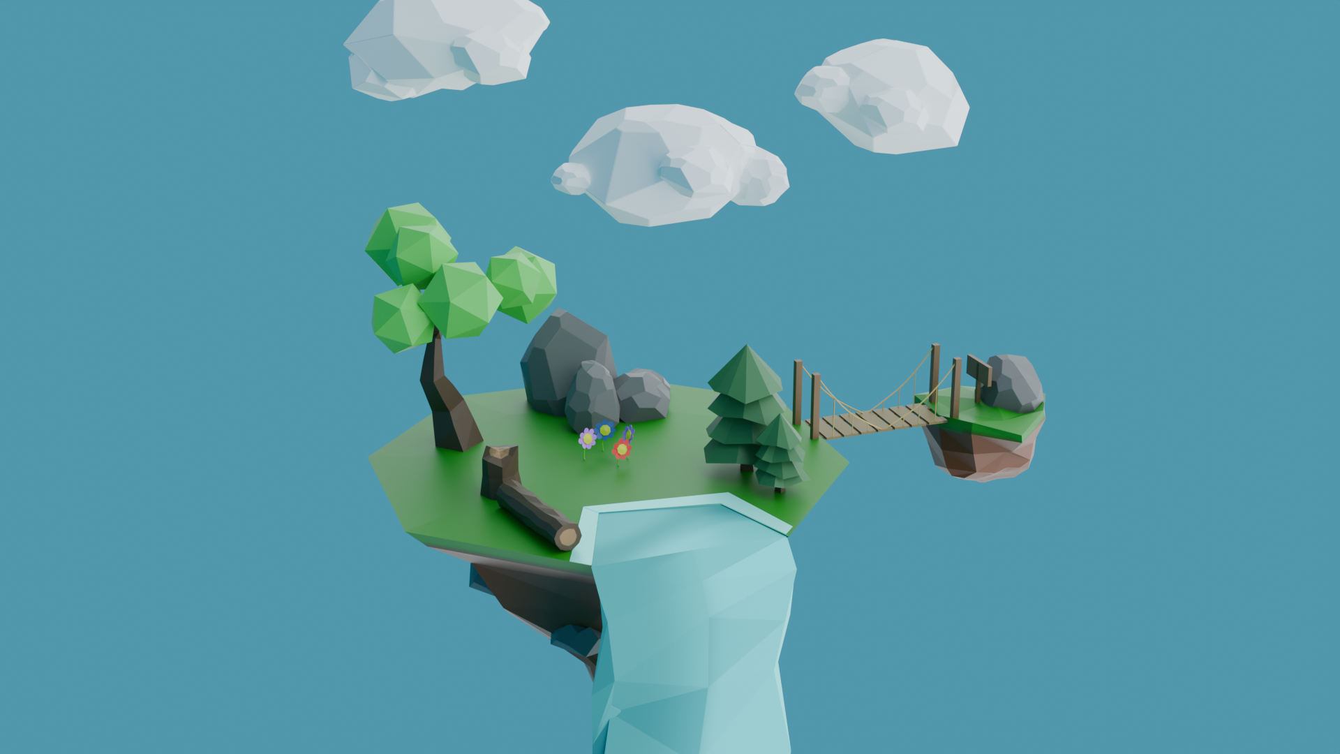 Scène 3D - Île volante